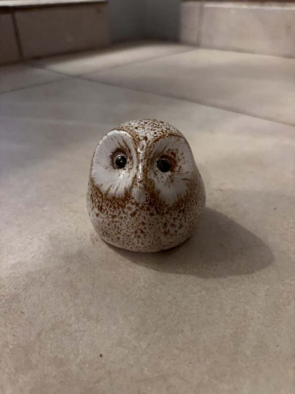 Vintage Pigeon Forge Pottery Douglas Ferguson Signed Small Speckled Owl Figurine
